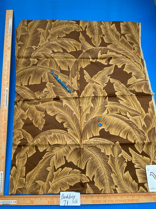 56 Berkbox71 Scalamandre Square Silk by Grey Watkins Havana Cacao Tropical Foliage Brown MSRP USD 412/y