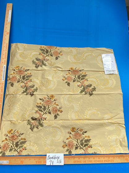 57 Berkbox71 Scalamandre Square Silk by Old World Weavers Lissandra Gold Apricot Viscose Embroidery Floral MSRP USD 300+/y