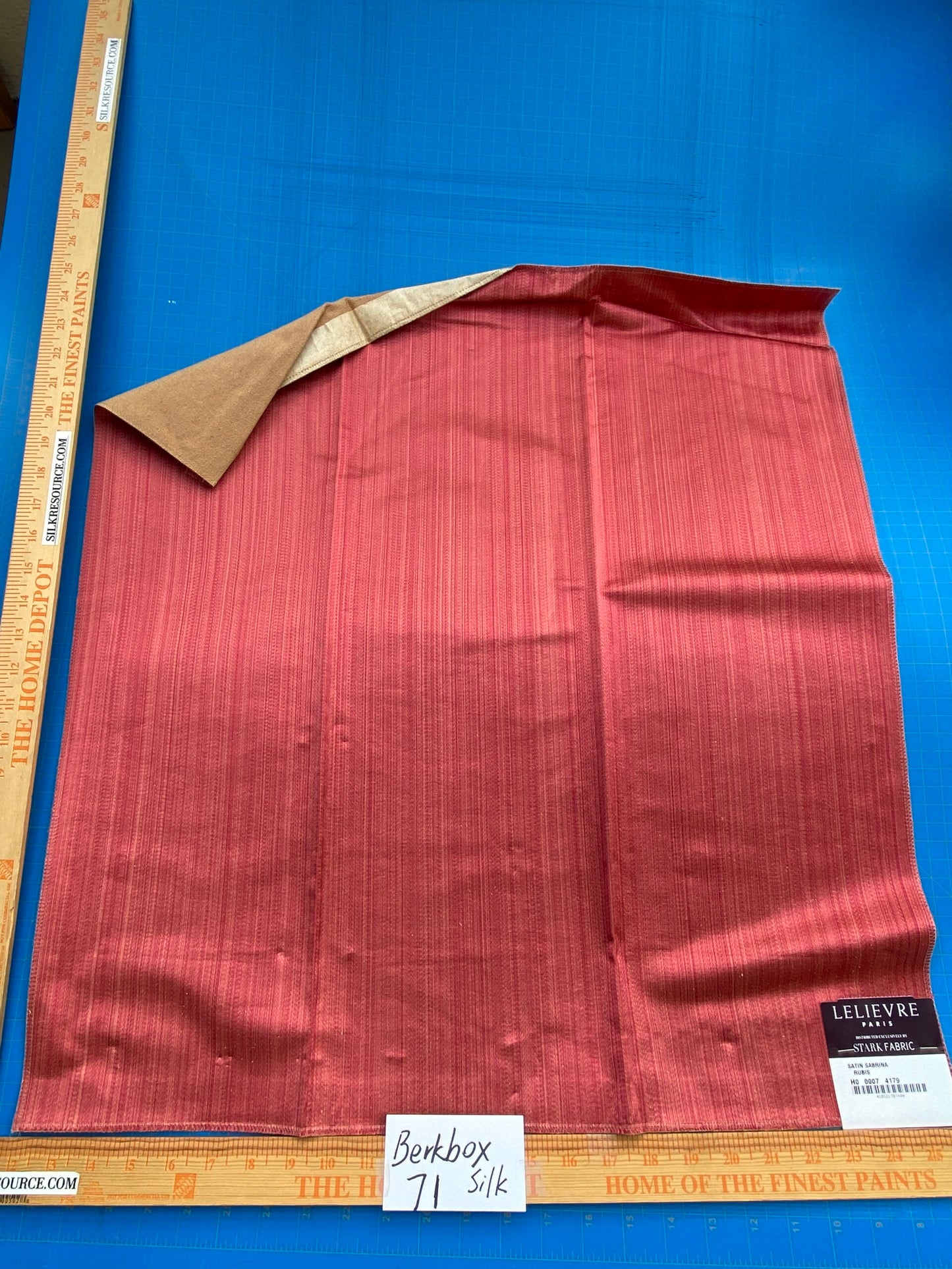 58 Berkbox71 Scalamandre Square Silk by Lelievre Satin Sabrina Rubis Red Plain MSRP USD 500+/y