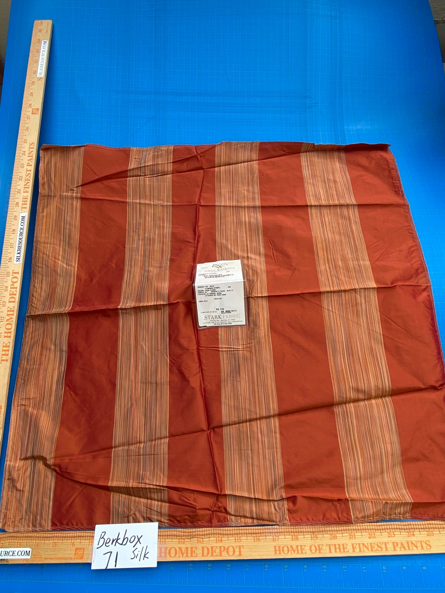 59 Berkbox71 Scalamandre Square Silk by Grey Watkins Ferrara Stripe Flame Red MSRP USD 152/y