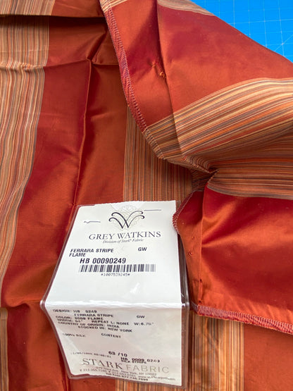 59 Berkbox71 Scalamandre Square Silk by Grey Watkins Ferrara Stripe Flame Red MSRP USD 152/y