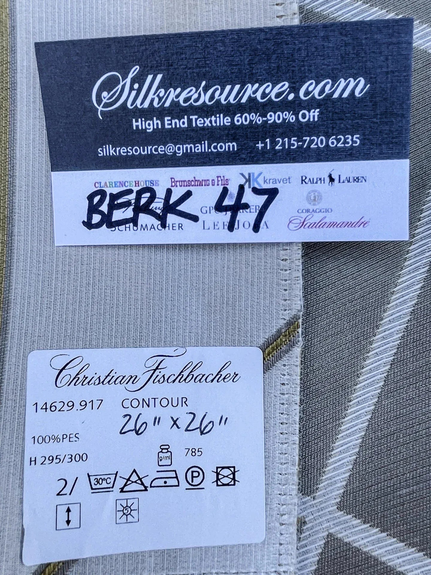 16 Berkbox47 26″x 26″ Square Christian Fischbacher Contour White Brown Geometric