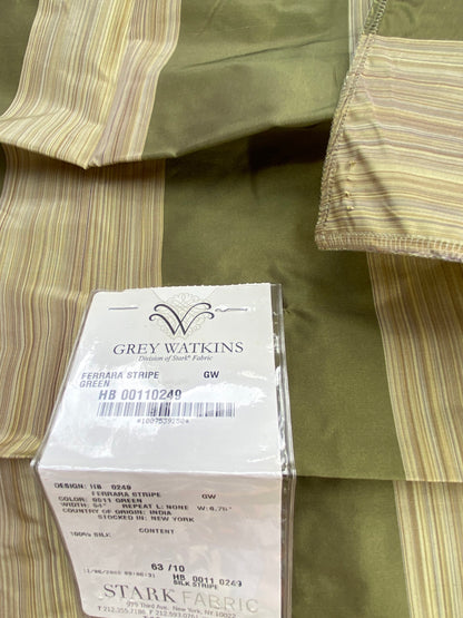 60 Berkbox71 Scalamandre Square Silk by Grey Watkins Ferrara Stripe Green MSRP USD 152/y