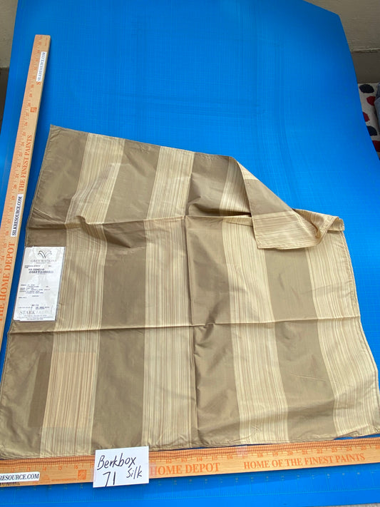 61 Berkbox71 Scalamandre Square Silk by Grey Watkins Ferrara Stripe Tan Gray MSRP USD 152/y