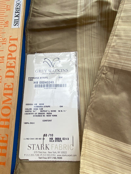 61 Berkbox71 Scalamandre Square Silk by Grey Watkins Ferrara Stripe Tan Gray MSRP USD 152/y