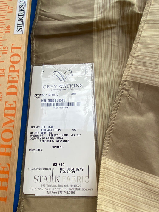 61 Berkbox71 Scalamandre Square Silk by Grey Watkins Ferrara Stripe Tan Gray MSRP USD 152/y