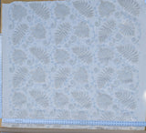 Scalamandre  Fossils Blue Embroidery Fern Trilobite Paisley Heavy Cotton Blue on White MSRP USD372/y