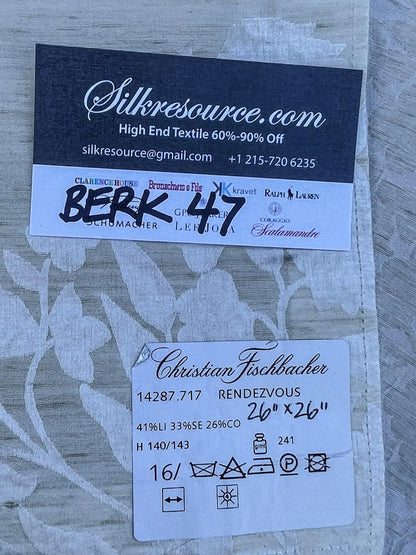 20 Berkbox47 26″x 26″ Square  Christian Fischbacher Rendezvous White Floral