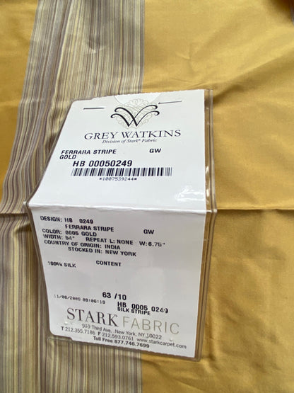 63 Berkbox71 Scalamandre Square Silk by Grey Watkins Ferrara Stripe Gold MSRP USD 152/y