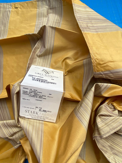63 Berkbox71 Scalamandre Square Silk by Grey Watkins Ferrara Stripe Gold MSRP USD 152/y
