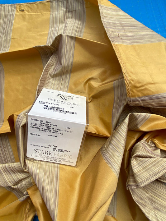 63 Berkbox71 Scalamandre Square Silk by Grey Watkins Ferrara Stripe Gold MSRP USD 152/y