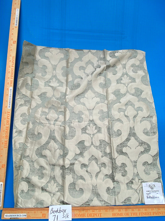 66 Berkbox71 Scalamandre Square Silk by Grey Watkins Alphonso Blue Damask Gray MSRP USD 228/y