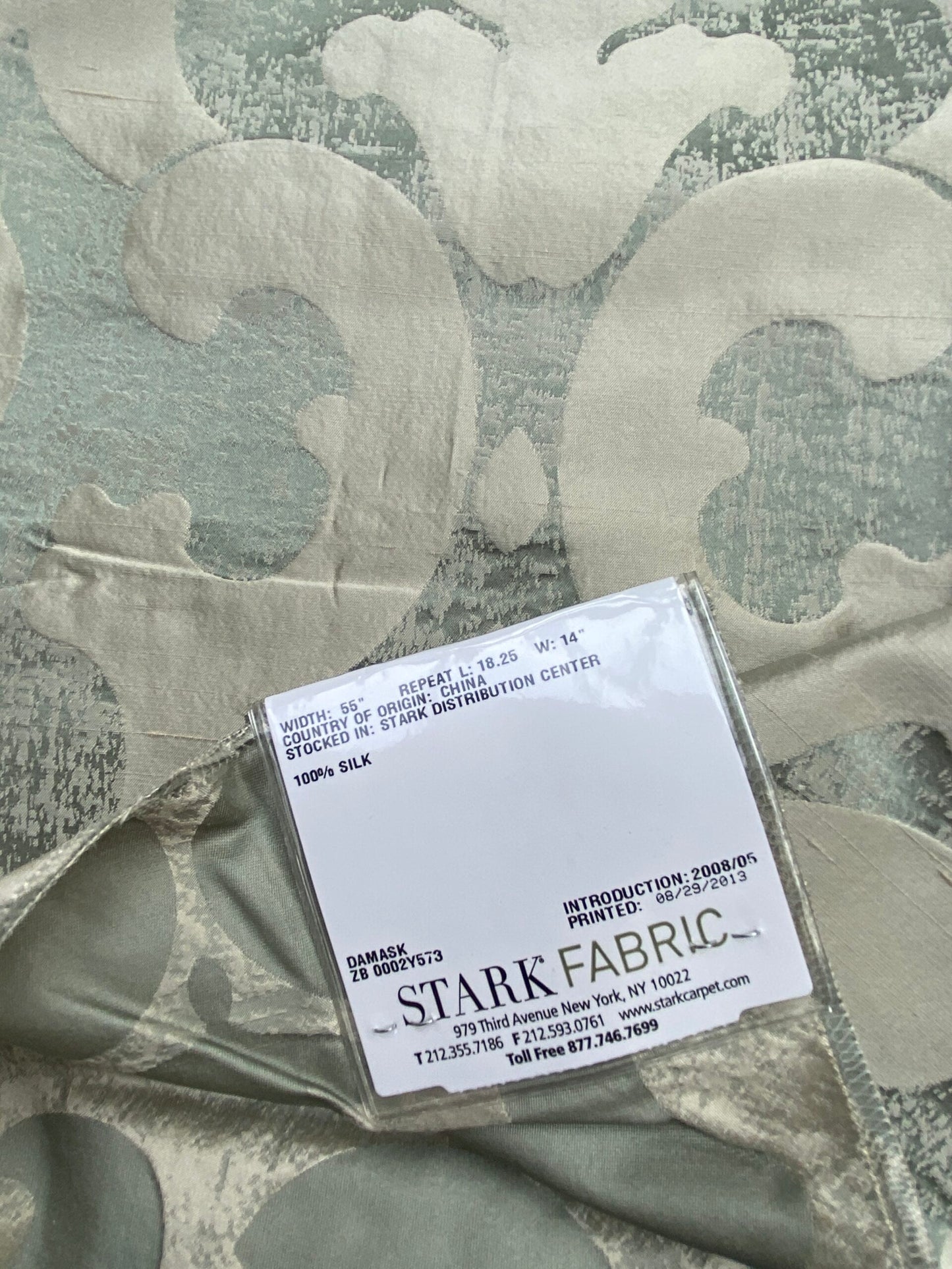 66 Berkbox71 Scalamandre Square Silk by Grey Watkins Alphonso Blue Damask Gray MSRP USD 228/y