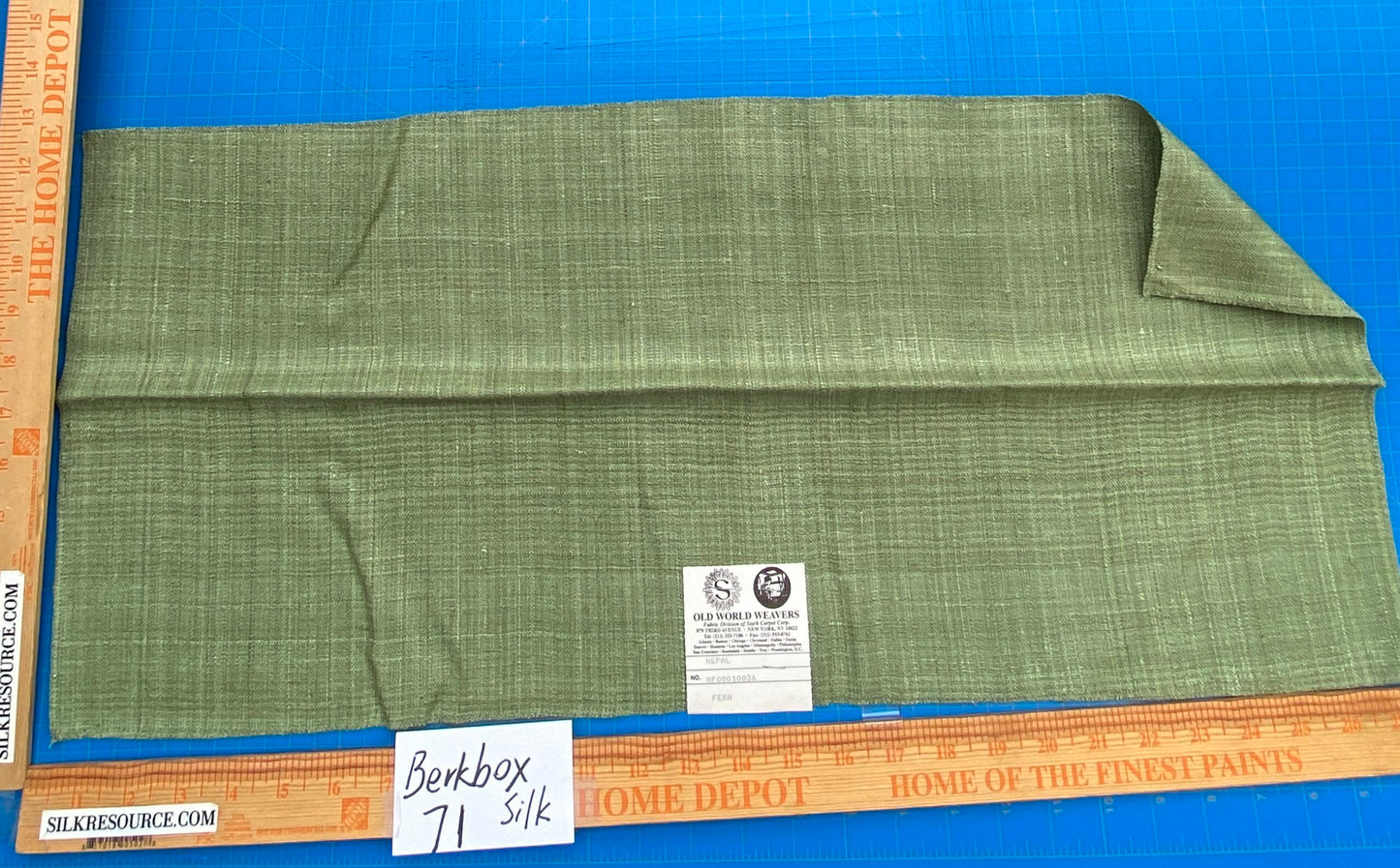67 Berkbox71 Scalamandre Square Silk by Old World Weavers Nepal Fern Solid Green 13"x27" MSRP USD 310/y