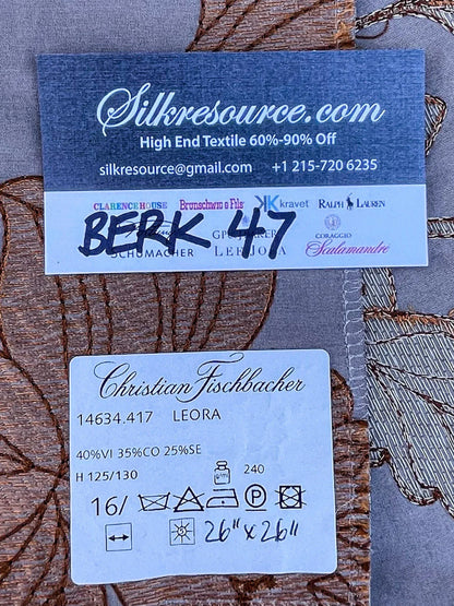 28 Berkbox47 26″x 26″ Square  Scalamandre Christian Fischbacher LEORA Botanical Foliage Pink