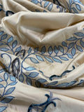 Scalamandre White Hall Lapis Blue Silk Foliage Embroidery - 1.2yards-  MSRP USD 628/Y
