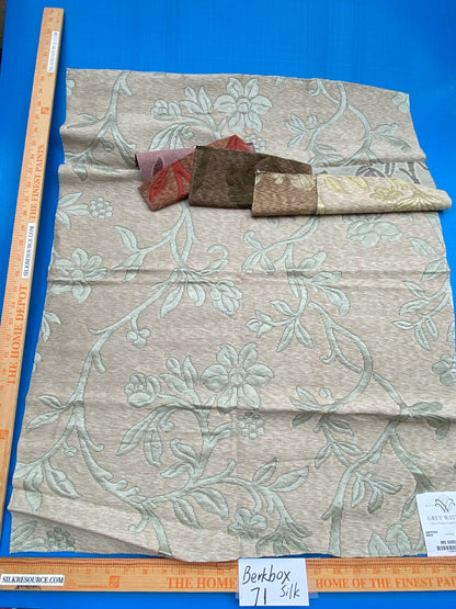 68 Berkbox71 Scalamandre Square Silk by Grey Watkins Sapporo Aqua Botanical Tree Foliage MSRP USD 516/y