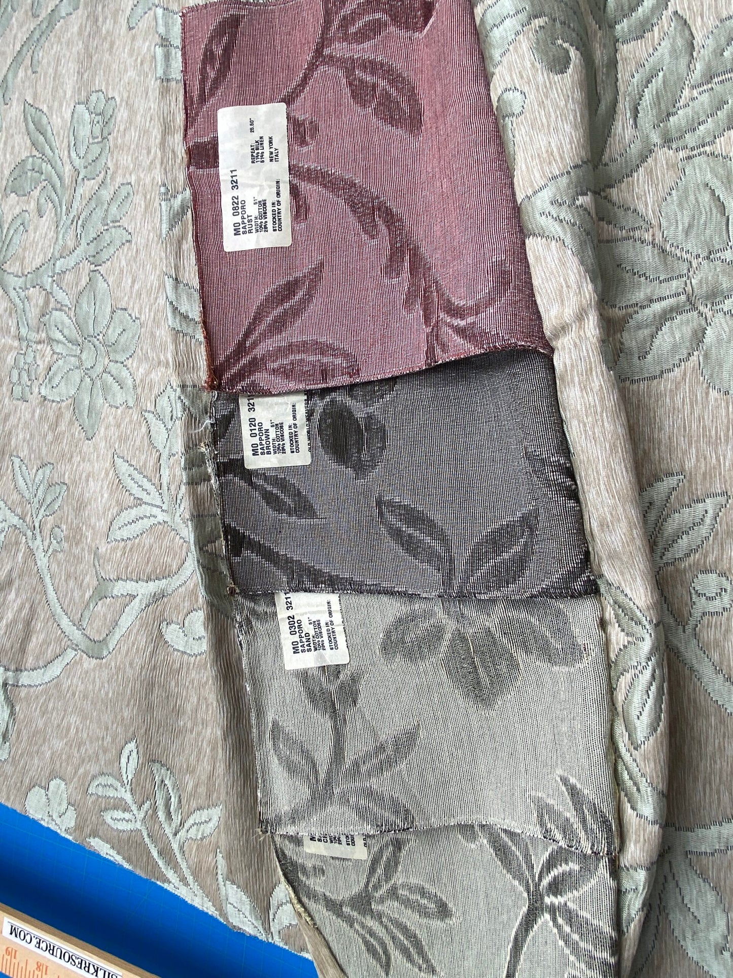 68 Berkbox71 Scalamandre Square Silk by Grey Watkins Sapporo Aqua Botanical Tree Foliage MSRP USD 516/y