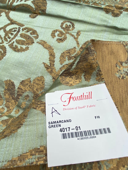 69 Berkbox71 Square Silk by Fonthill Samarcand Green Copper Gold Silk Damask MSRP USD 412/y