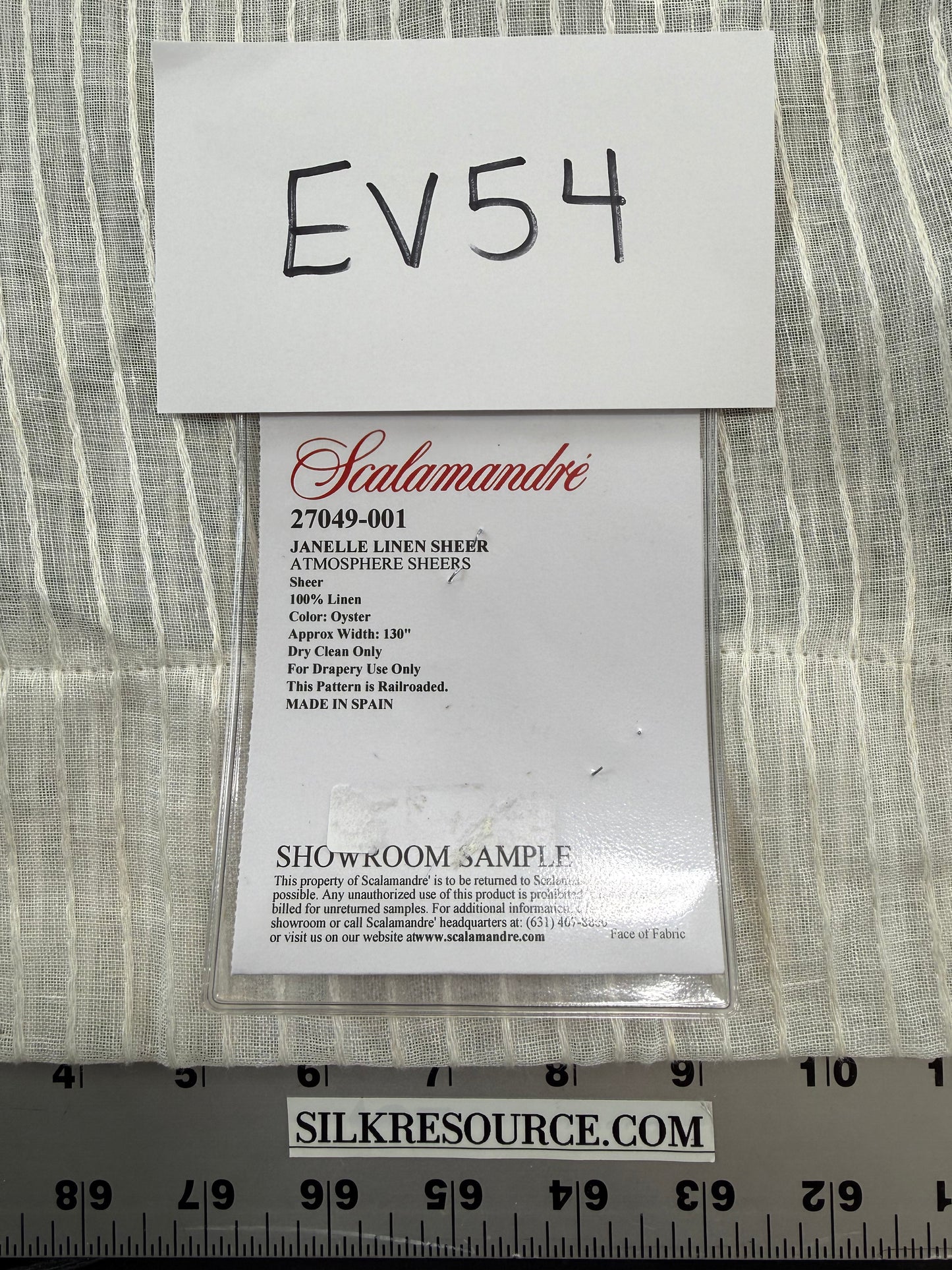 Scalamandre Janelle Linen Sheer Oyster White Stripe Texture 100% Linen - 2.4 yards