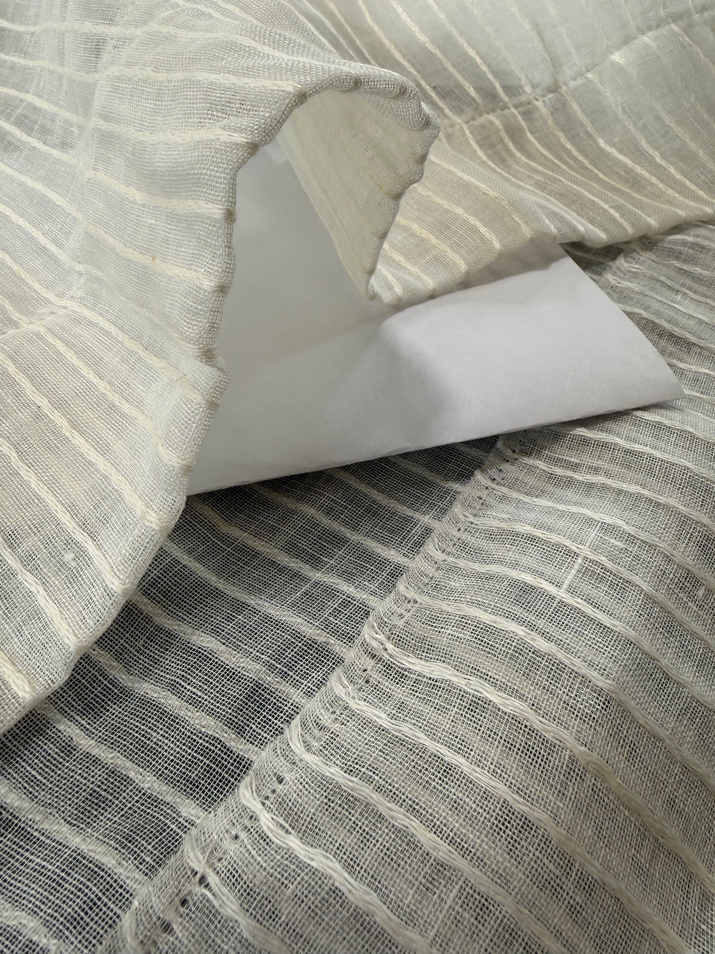 Scalamandre Janelle Linen Sheer Oyster White Stripe Texture 100% Linen - 2.4 yards