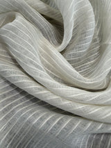 Scalamandre Janelle Linen Sheer Oyster White Stripe Texture 100% Linen - 2.4 yards