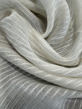 Scalamandre Janelle Linen Sheer Oyster White Stripe Texture 100% Linen - 2.4 yards