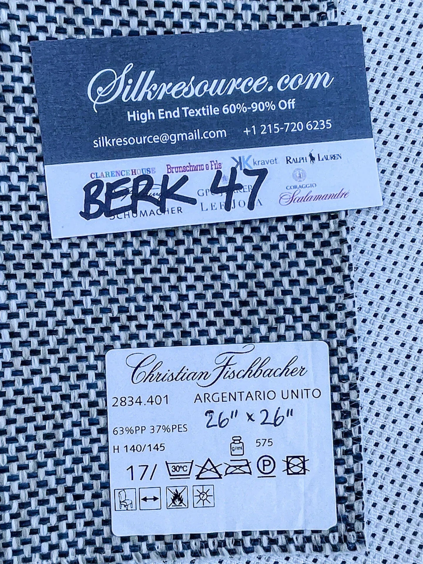 34 Berkbox47 26″x 26″ Square  Scalamandre Christian Fischbacher ARGENTARIO UNITO Woven Small Scale Texture
