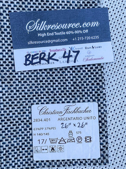 34 Berkbox47 26″x 26″ Square  Scalamandre Christian Fischbacher ARGENTARIO UNITO Woven Small Scale Texture