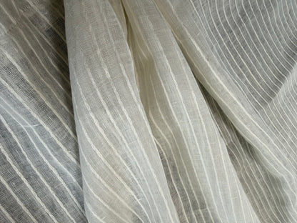 Scalamandre Janelle Linen Sheer Oyster White Stripe Texture 100% Linen - 2.4 yards