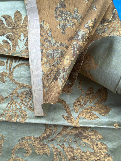 70 Berkbox71 Square Silk by Fonthill Samarcand Green Copper Gold Silk Damask MSRP USD 412/y