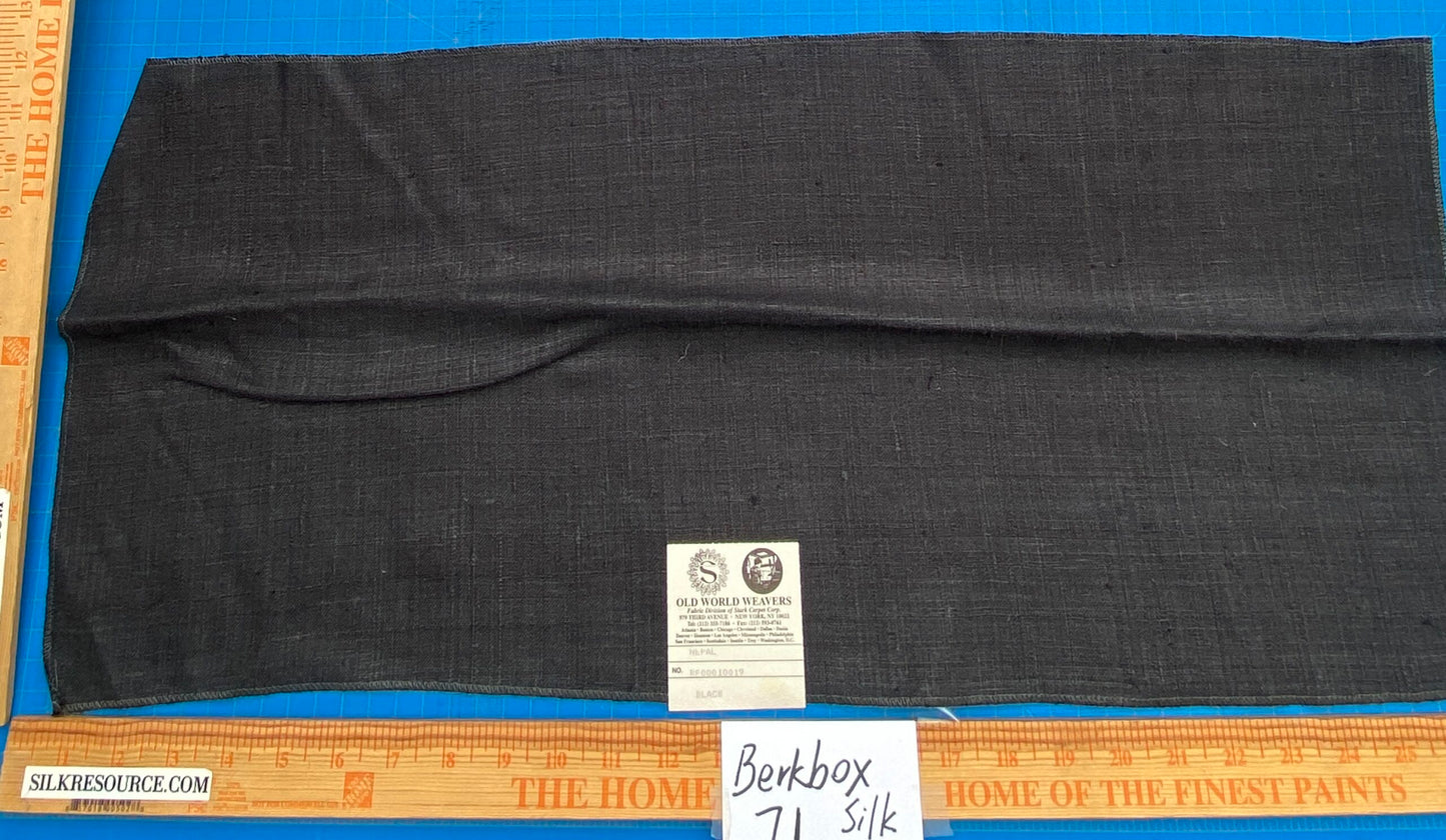 71 Berkbox71 Scalamandre Square Silk by Old World Weavers Nepal Black Solid 12"x27" MSRP USD 310/y