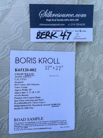 35 Berkbox47 27″x 27″ Square  Scalamandre Boris Kroll Chain Weave Cream Diamond Ogee