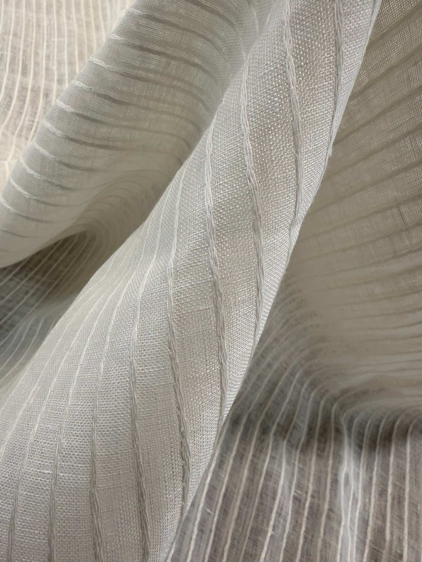 Scalamandre Janelle Linen Sheer Oyster White Stripe Texture 100% Linen - 2.4 yards