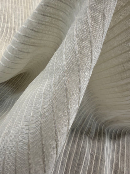 Scalamandre Janelle Linen Sheer Oyster White Stripe Texture 100% Linen - 2.4 yards