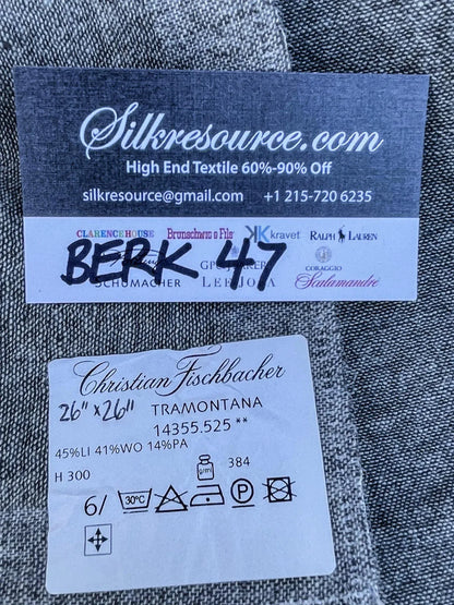 36 Berkbox47 26″x 26″ Square  Scalamandre Christian Fischbacher TRAMONTANA Black Texture