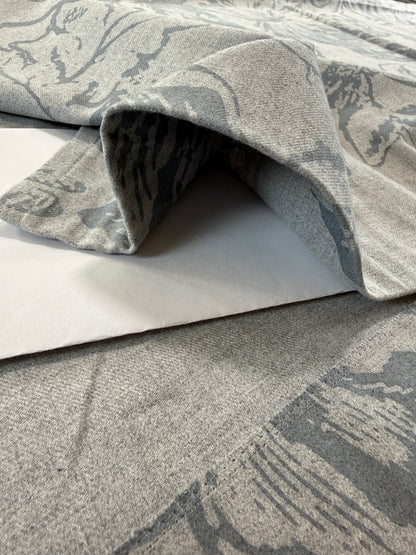 Scalamandre Alma Silhouette Print Juniper Blue Gray Floral Print 100% Cotton -2.4 yards -  MSRP USD 358/y