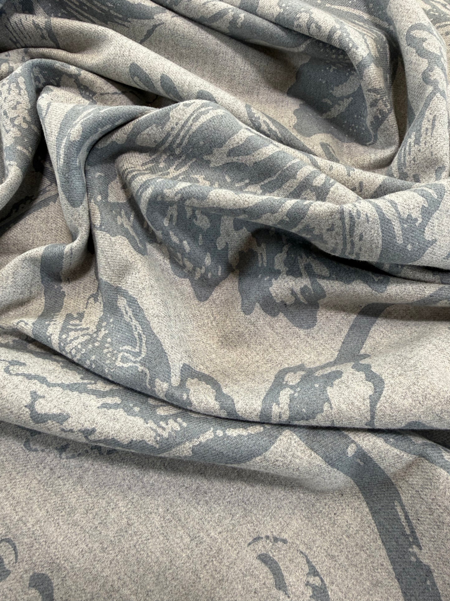 Scalamandre Alma Silhouette Print Juniper Blue Gray Floral Print 100% Cotton -2.4 yards -  MSRP USD 358/y