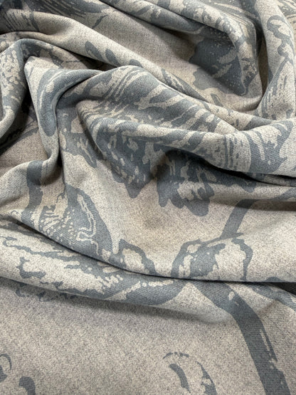 Scalamandre Alma Silhouette Print Juniper Blue Gray Floral Print 100% Cotton -2.4 yards -  MSRP USD 358/y