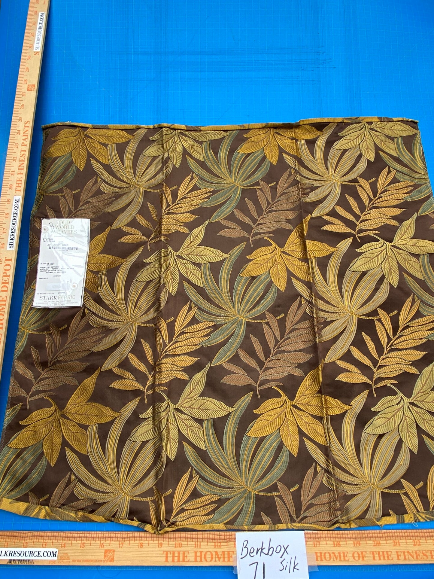 73 Berkbox71 Scalamandre Square Silk by Old World Weavers Sylvain Espresso Brown Silk Lampas MSRP USD 300+/y