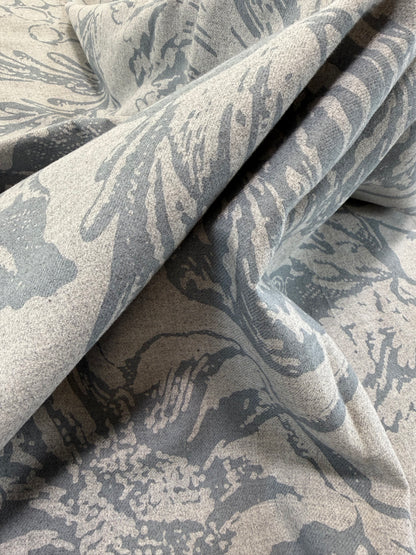 Scalamandre Alma Silhouette Print Juniper Blue Gray Floral Print 100% Cotton -2.4 yards -  MSRP USD 358/y