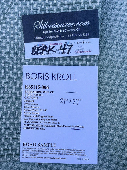 Scalamandre Boris Kroll BERKSHIRE WEAVE Mineral Light Blue White Small Scale 100% Cotton