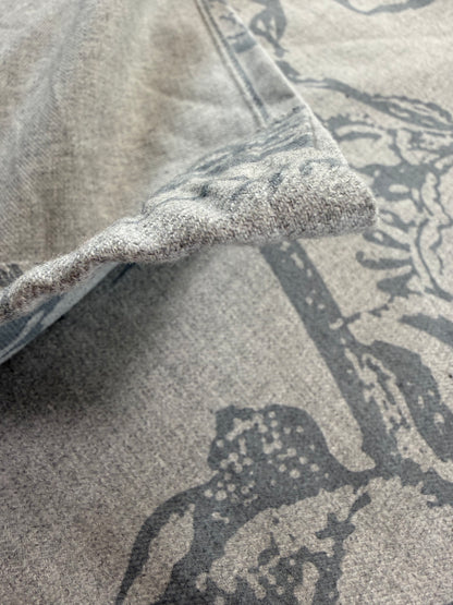 Scalamandre Alma Silhouette Print Juniper Blue Gray Floral Print 100% Cotton -2.4 yards -  MSRP USD 358/y