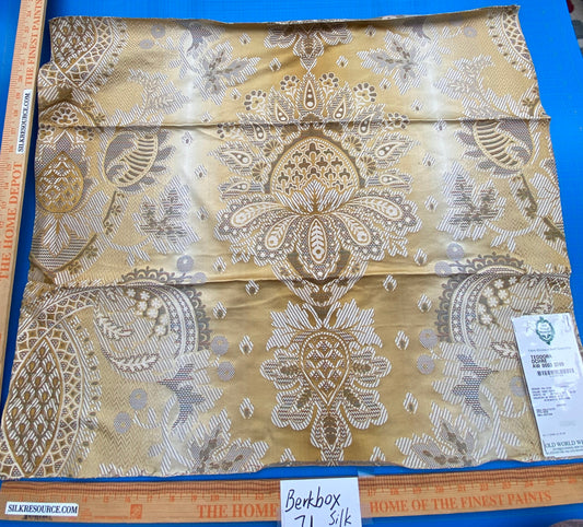 74 Berkbox71 Scalamandre Square Silk by Old World Weavers Teodora Ochre Gold Silk Damask Renaissance ArtichokeTraditional Damask MSRP USD 338/Y