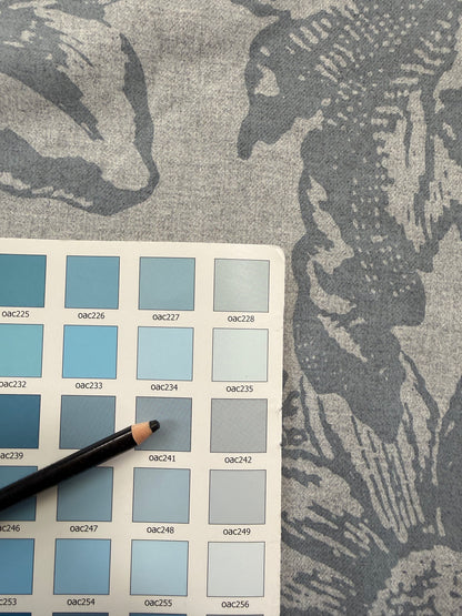 Scalamandre Alma Silhouette Print Juniper Blue Gray Floral Print 100% Cotton -2.4 yards -  MSRP USD 358/y