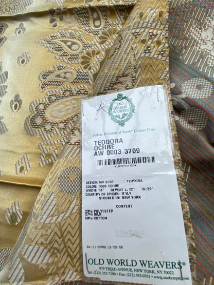 74 Berkbox71 Scalamandre Square Silk by Old World Weavers Teodora Ochre Gold Silk Damask Renaissance ArtichokeTraditional Damask MSRP USD 338/Y