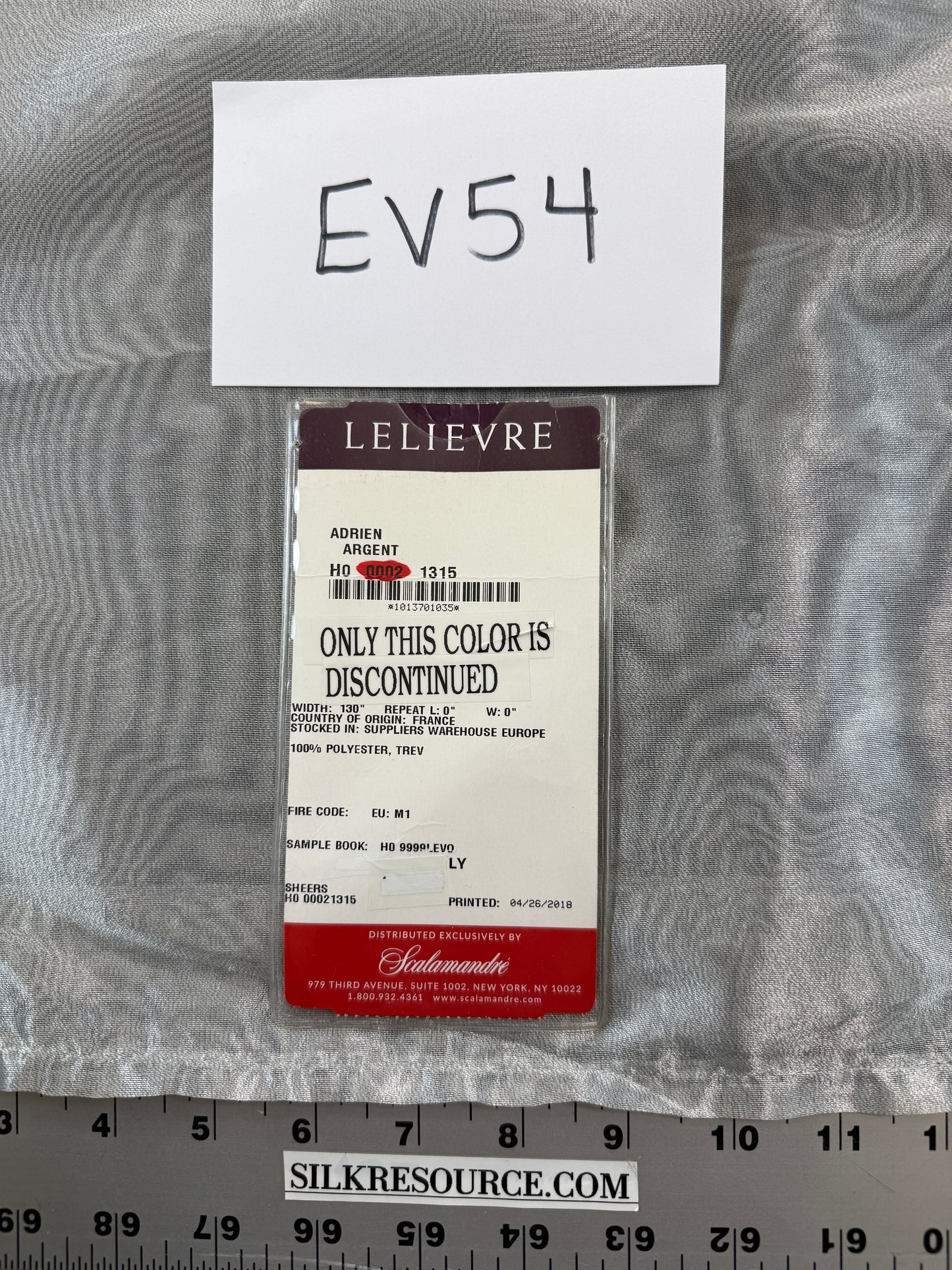 Scalamandre Adrien Argent Gray Sheer Solid 100% Polyester -2.4 yards -MSRP USD400/y