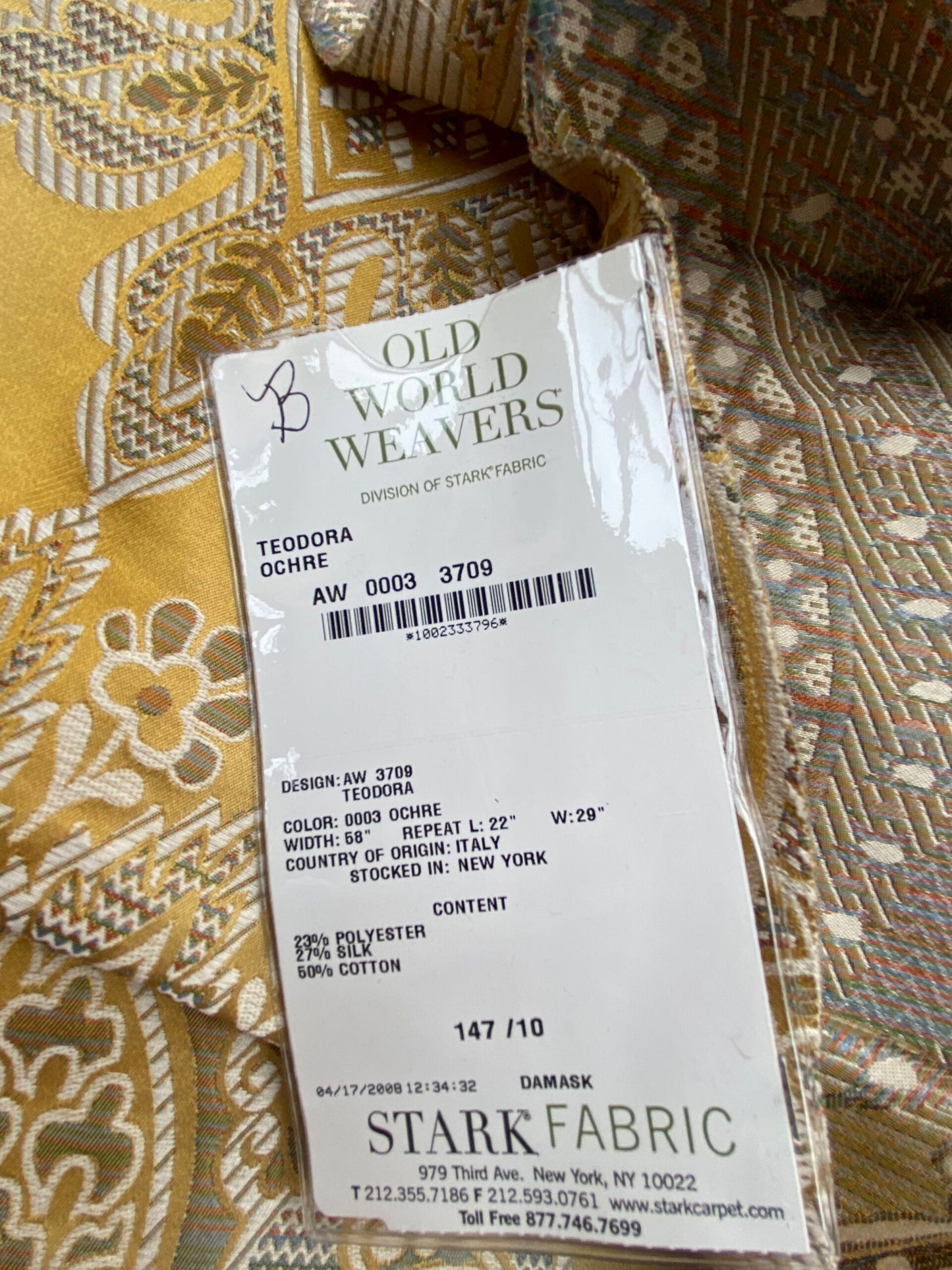 74 Berkbox71 Scalamandre Square Silk by Old World Weavers Teodora Ochre Gold Silk Damask Renaissance ArtichokeTraditional Damask MSRP USD 338/Y