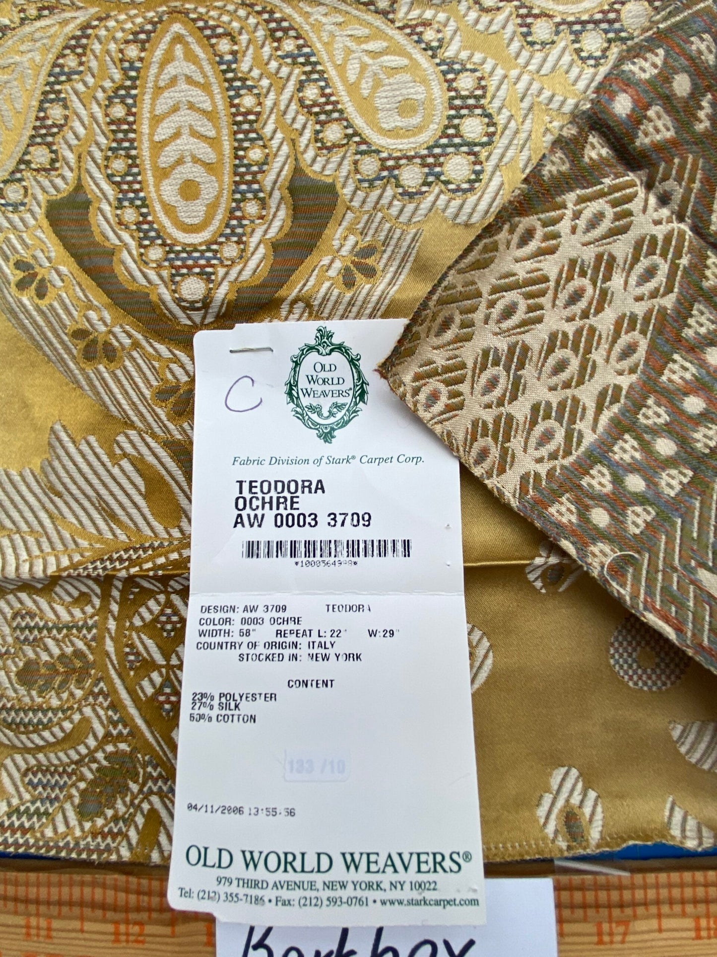 76 Berkbox71 Scalamandre Square Silk by Old World Weavers Teodora Ochre Gold Silk Damask Renaissance ArtichokeTraditional Damask MSRP USD 338/Y
