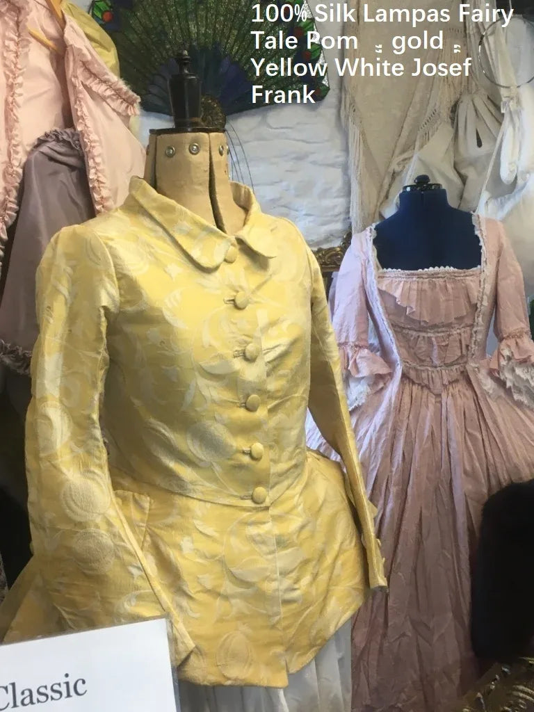 100% Silk Lampas Fairy Tale Pom "silver" Grey Cream White Josef Frank